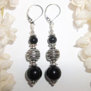 Black Beaded Earring Set Gift Idea for Woman 5803